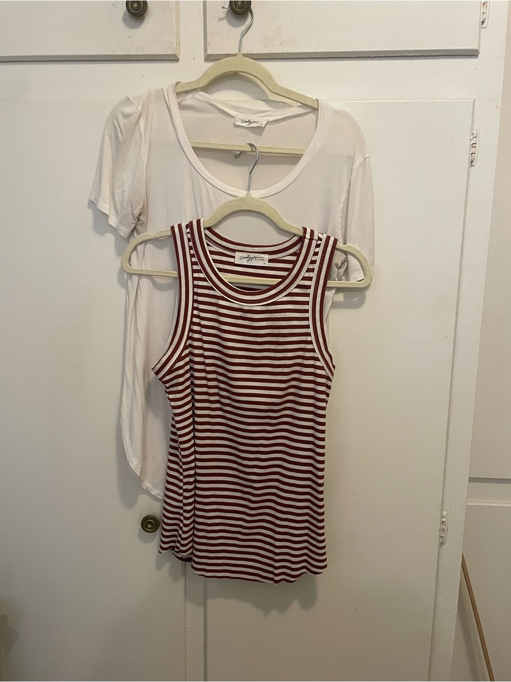 ⭐️3 for $25 | CJLA BUNDLE Striped Maroon and White Tank Top